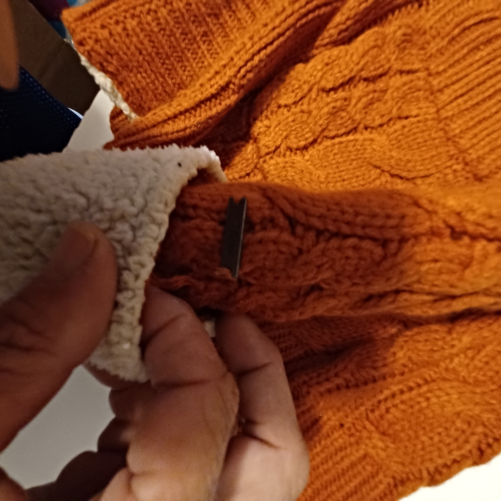 Cabelas Cable Knit Rusty Orange Toggle Button Hoo… - image 4